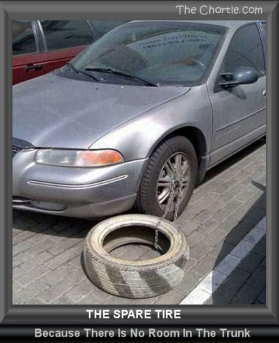The spare tire.&nbsp;Because there is no room in the trunk
